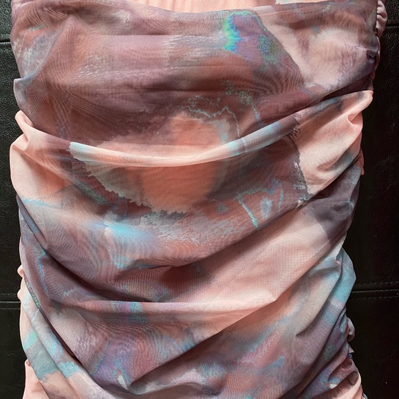 Oh Polly- Warp Front Ruched Mesh Mini Skirt - Picture 7 of 9